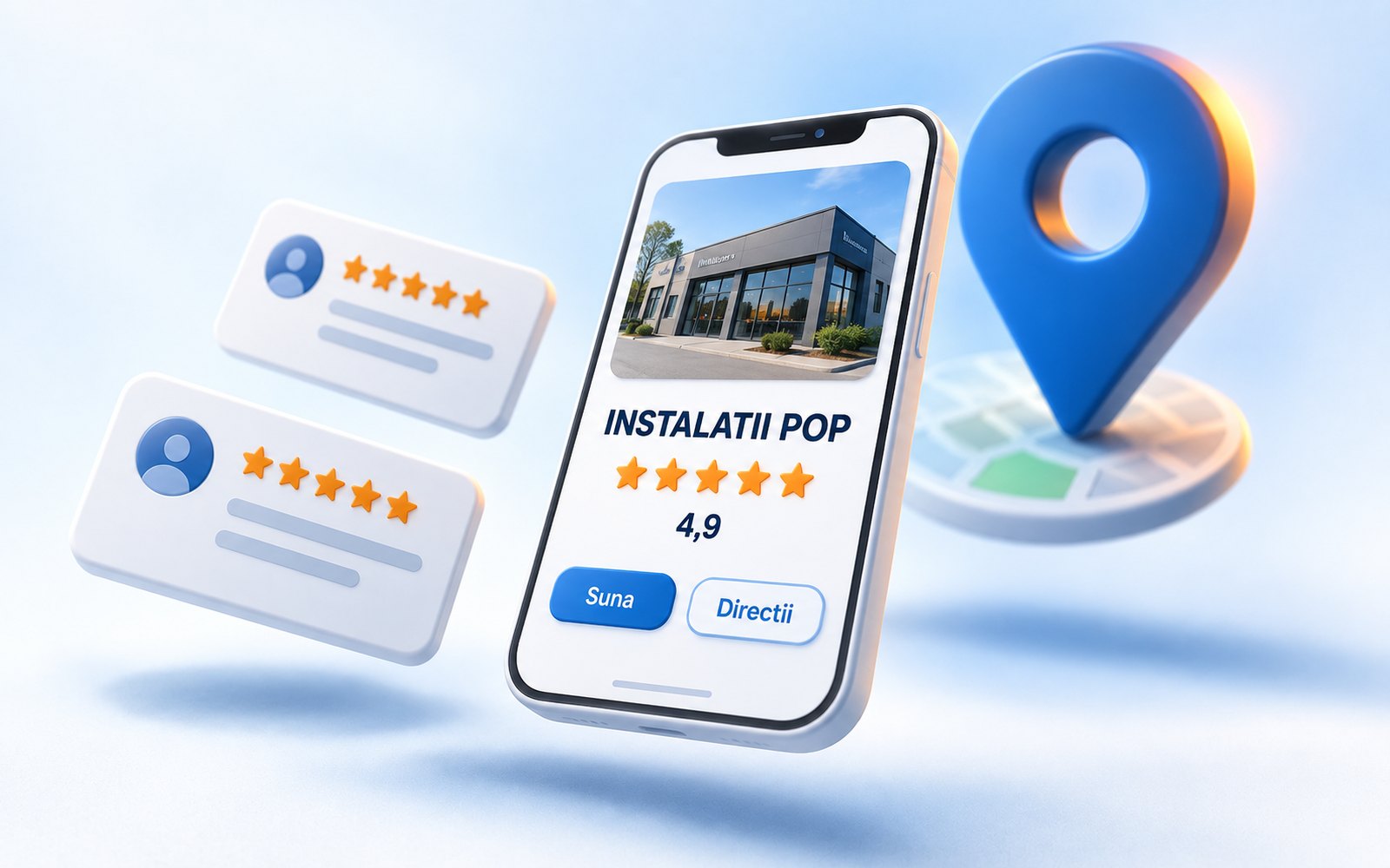 Profil de firmă în Google Maps, cu recenzii și date de contact